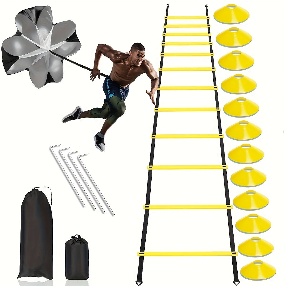 Pro Agility Set - Ladder, Cones, Piles, Resistance Umbr