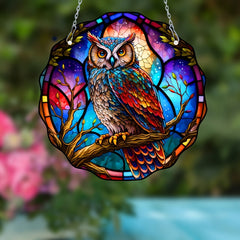 Colorful Owl Stained Acrylic Window Suncatcher Handicraft Gift
