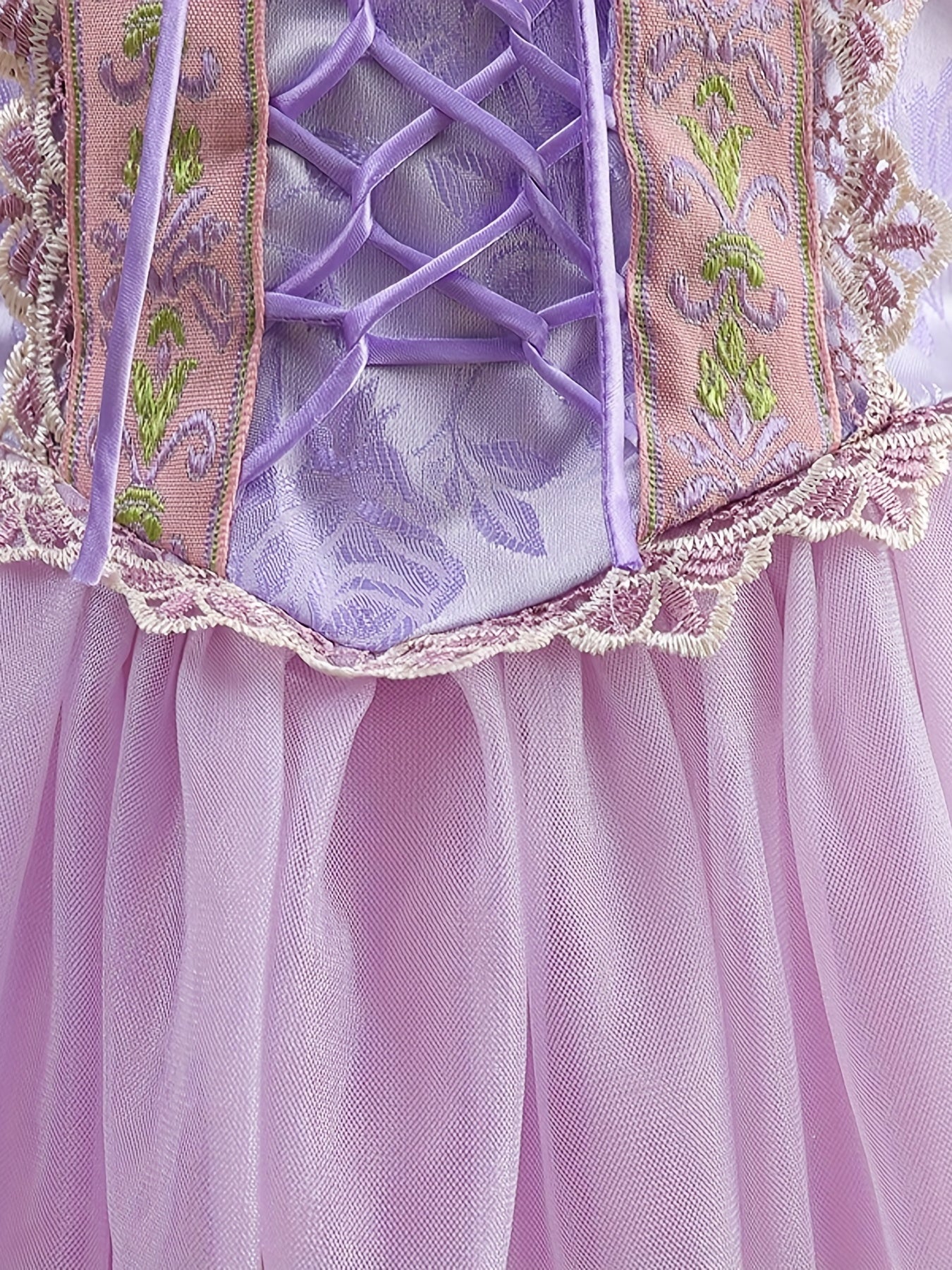 Girls Princess Costume Embroidered Puff Sleeve Dress Party Birthday Dress Up