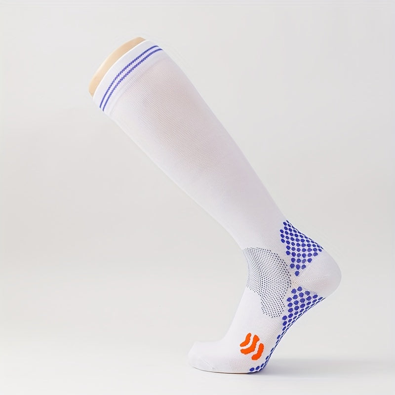 Striped Trim Calf Socks Compression Sports Knee High Socks Women's Stockings