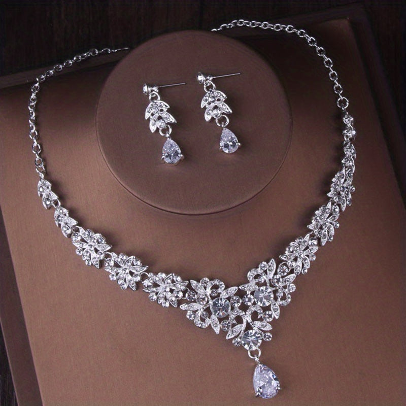 Baroque Crystal Bridal Jewelry Set: Headband, Crown, Necklace, Earrings