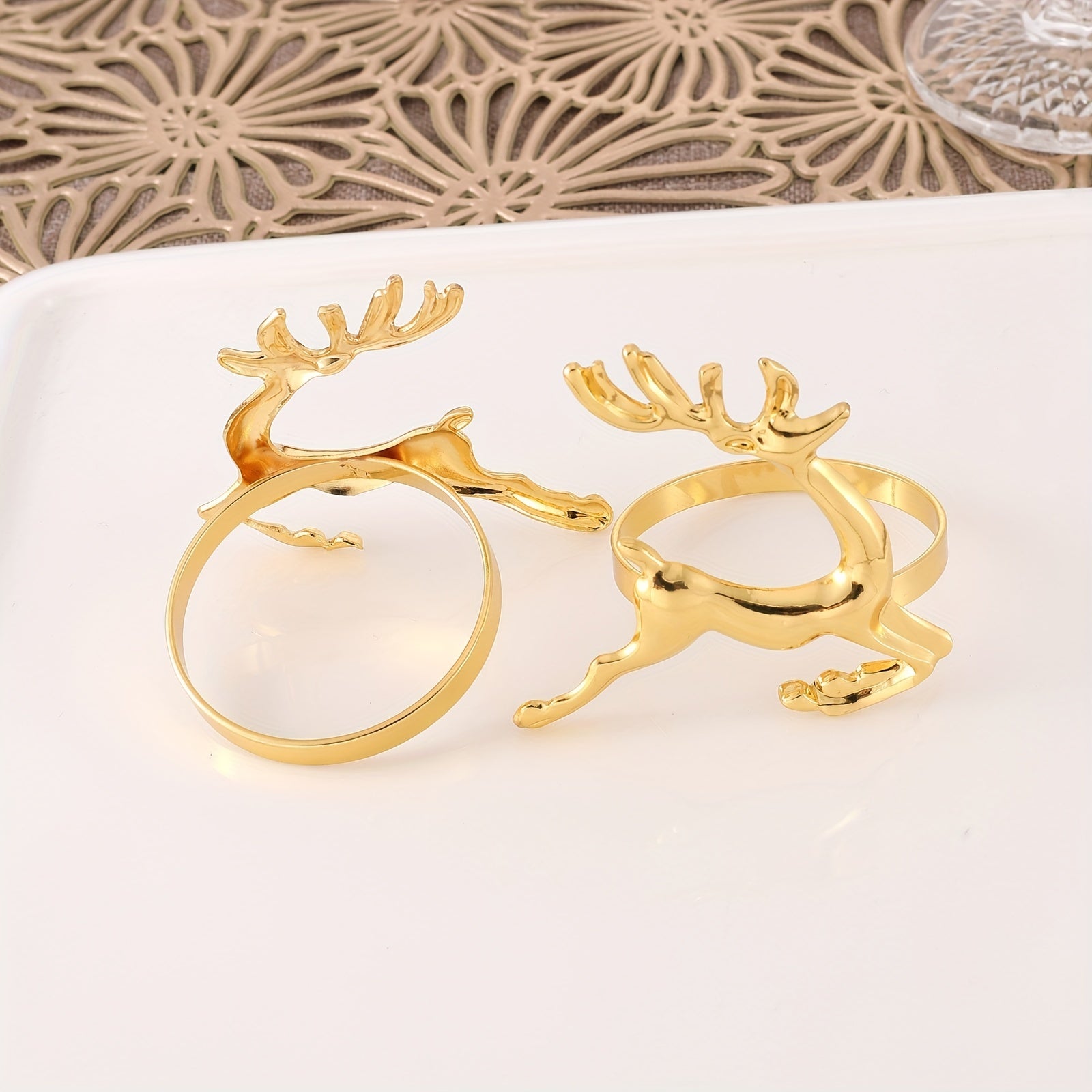 6pcs Christmas Deer Napkin Rings for Table Settings