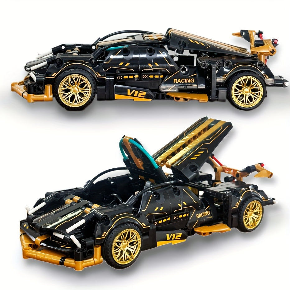 Golden Static V12 Sports Car Building Blocks Toys 1 18 Scale Adult Challenge