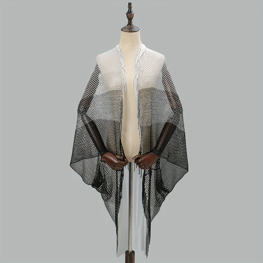 Boho Fringed Shawl Hollow Out Mature Wrap Sunscreen