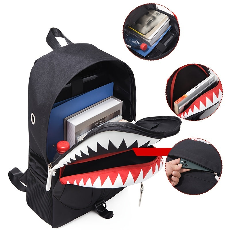Luminous Backpack Boys Shark Backpack Waterproof USB Charging Port