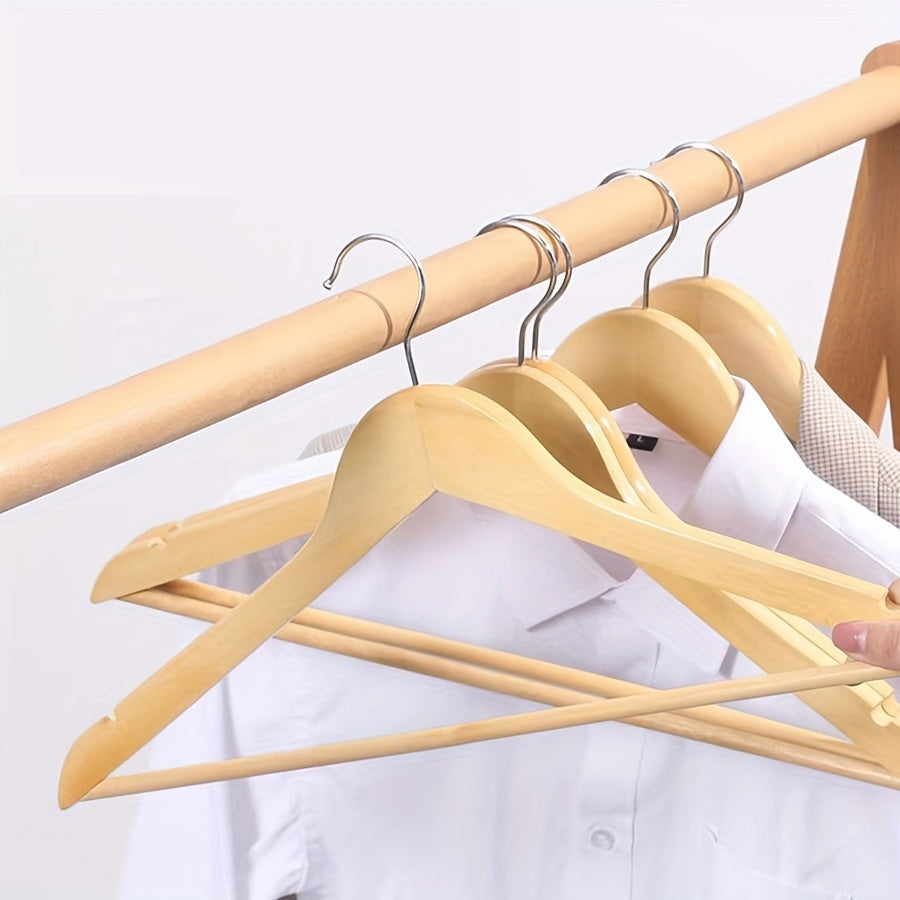 5pcs Non Slip Wooden Hangers Pants Coat Dress Drying Racks Holder