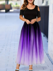 Gradient Cold Shoulder Maxi Dress Women's Clothing