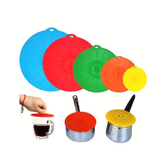 5pcs Silicone Lids Reusable Heat Resistant Food Suction Lids