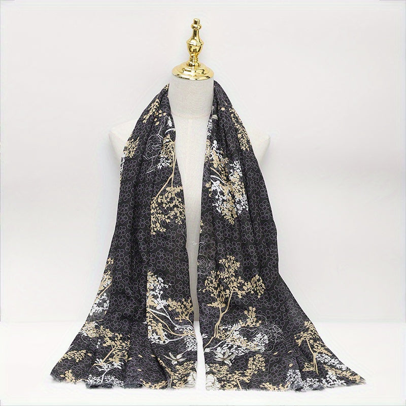 Vintage Floral Tree Print Scarf Hijab Shawl