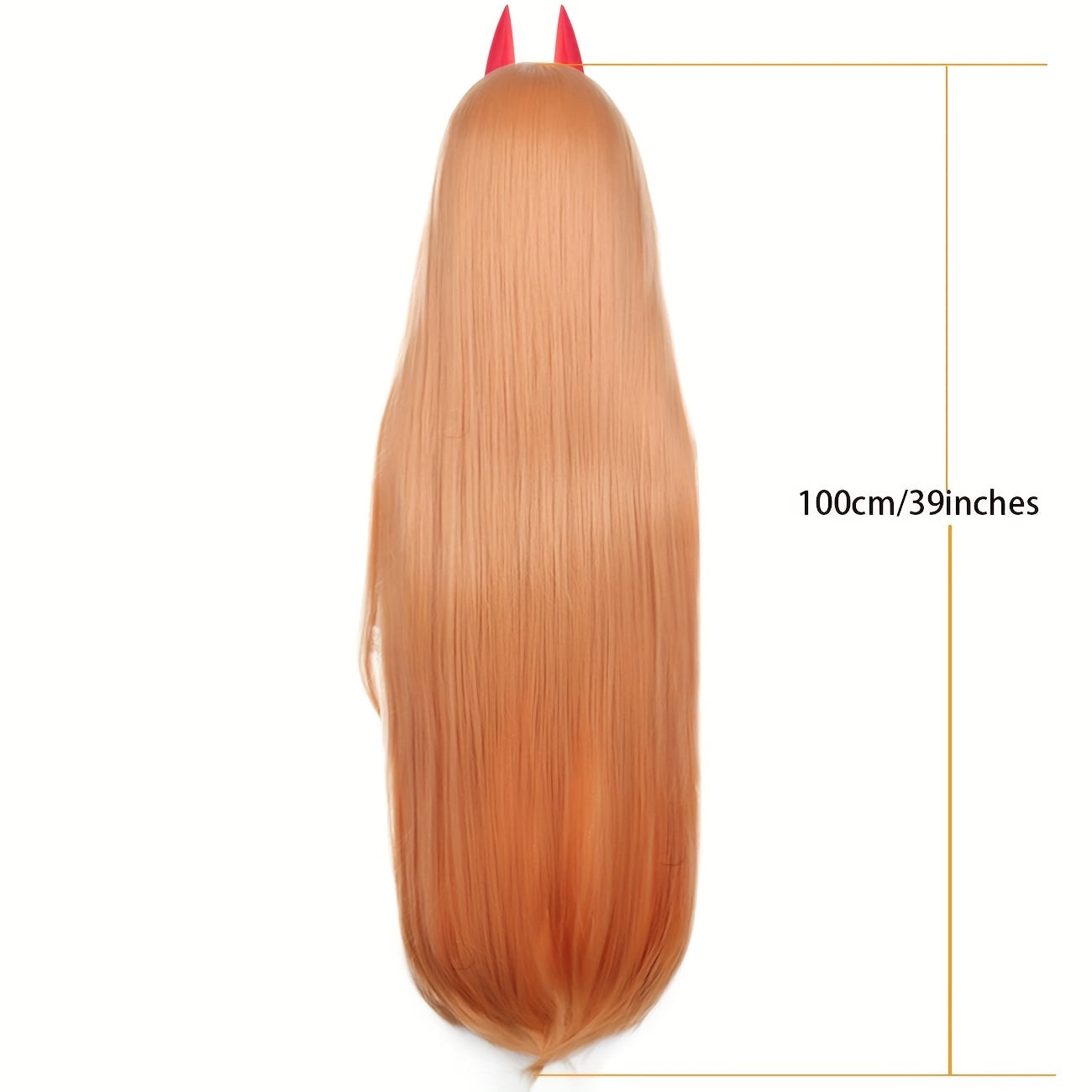Anime Character Straight Wig w/ Horn Hair Clips Party Costume Halloween