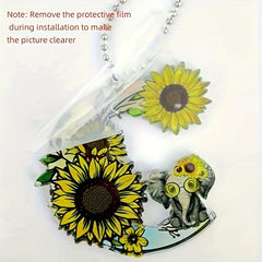 Sunflower Moon Elephant Key Chain Car Interior Decoration Pendant