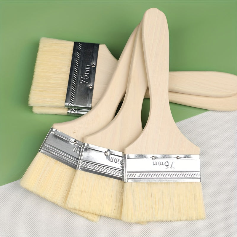 Long Handle Wool Brush Set Wooden Handle Paint Brush Soft Hair Brush Barbecue