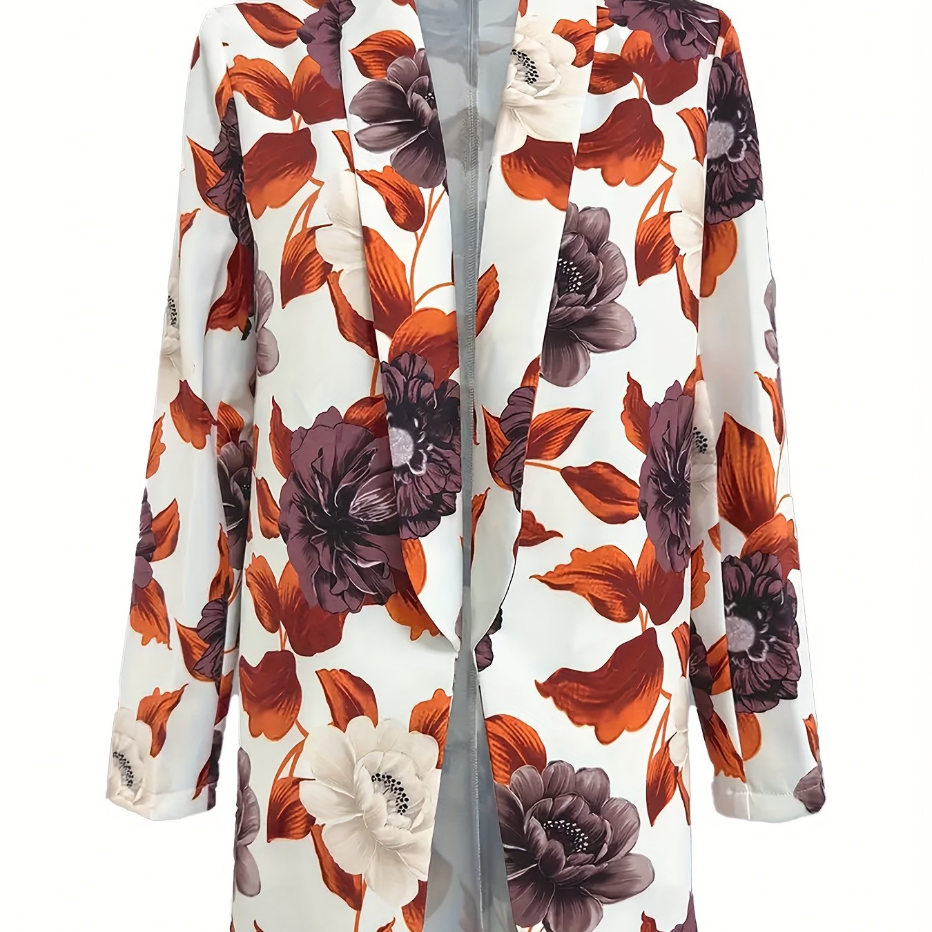 Floral Print Long Sleeve Office Blazer