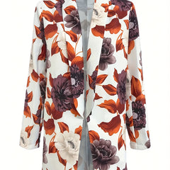 Floral Print Long Sleeve Office Blazer