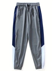 Boys Casual Block Ice Silk Long Pants Spring Autumn Kids Clothing