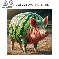 Watermelon Pig Wooden Jigsaw Puzzle Brain Teaser