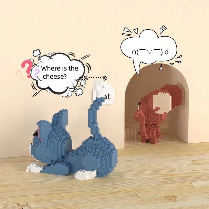 3pcs WB Cat and Mouse Building Blocks Set Enhances Focus Brick Room Decoration