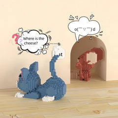 3pcs WB Cat and Mouse Building Blocks Set Enhances Focus Brick Room Decoration