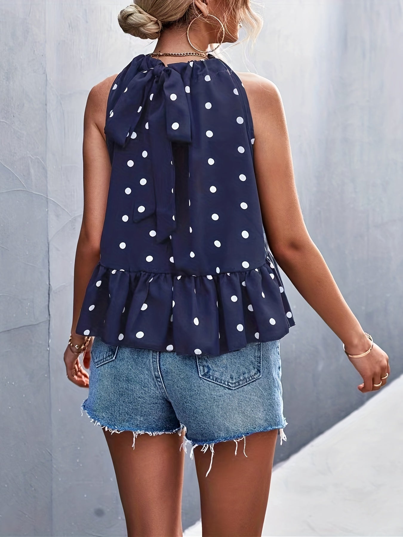 Polka Dot Halter Neck Top for Women