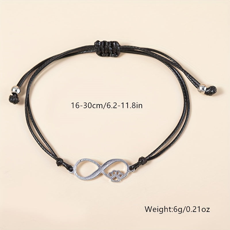 Infinite & Dog Paw Pendant Bracelet for Mother's Gift