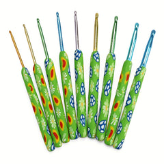 9pcs Colored Soft Handle Crochet Set Ergonomic Soft Grip Crochet Needle Set