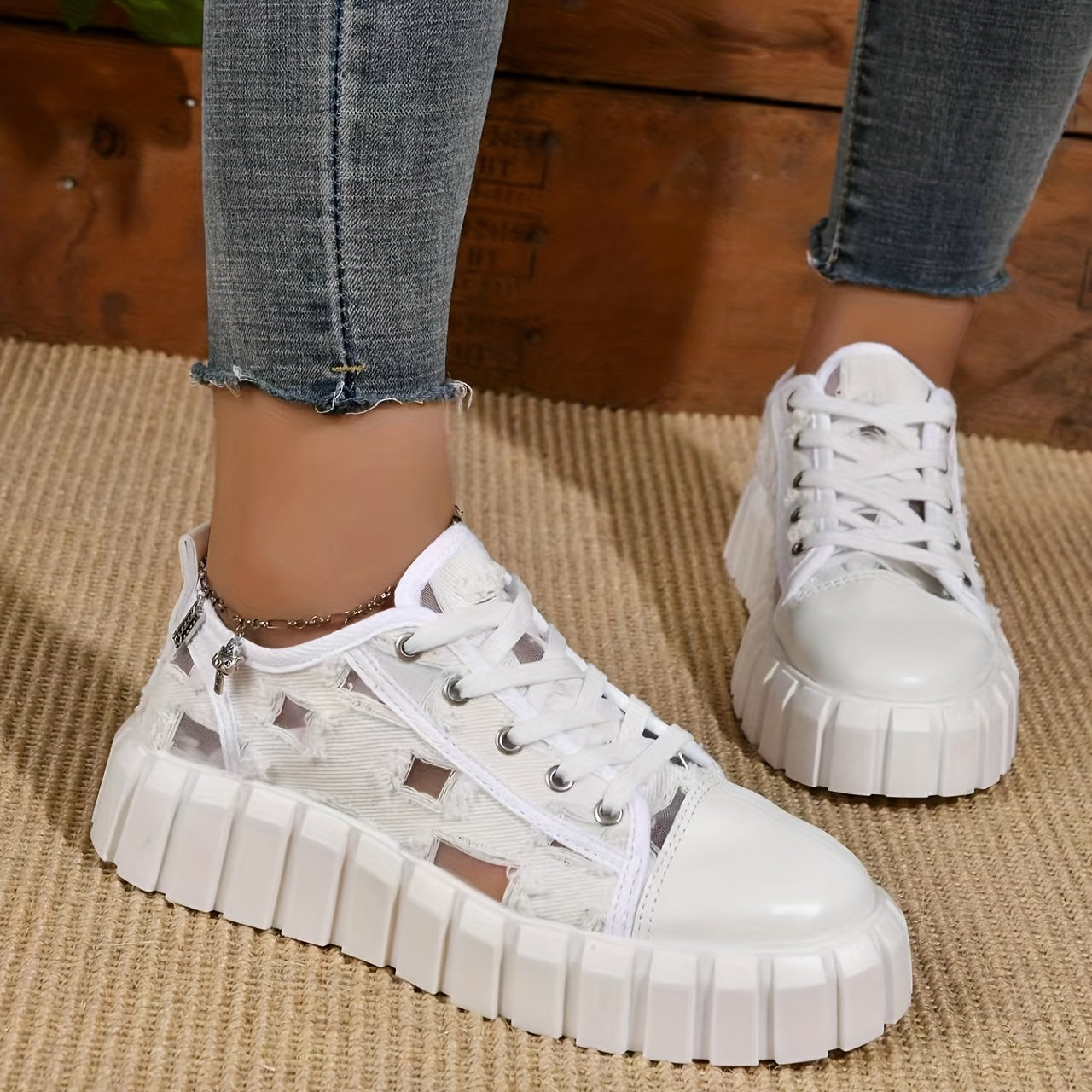 Women's Hollow Out Platform Canvas Sneakers