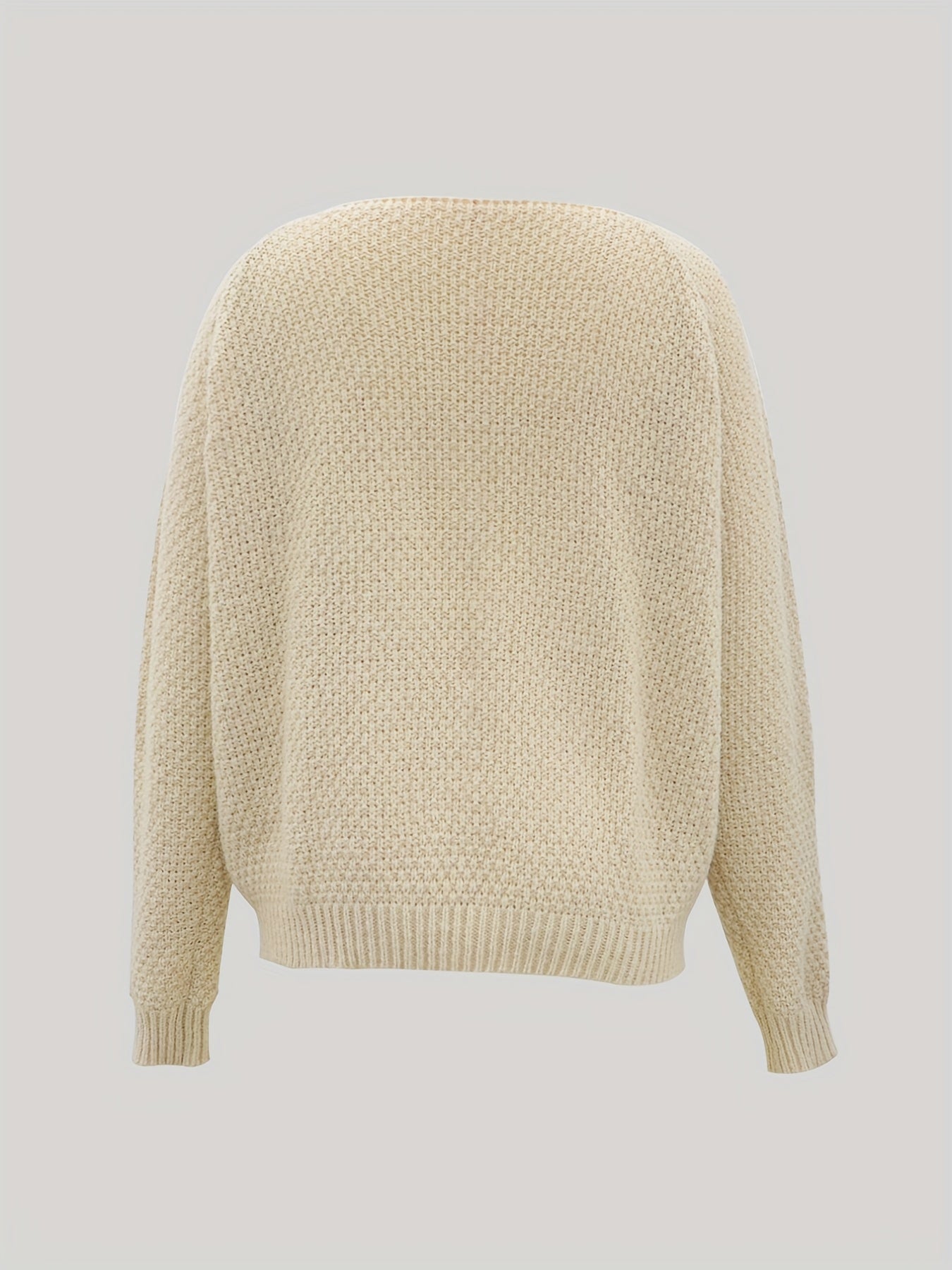 Solid Textured Long Sleeve Round Neck Sweater
