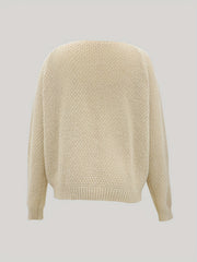 Solid Textured Long Sleeve Round Neck Sweater