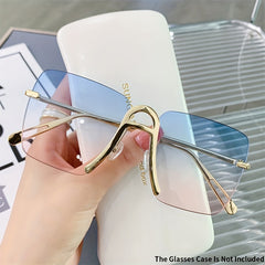Square Rimless Sunglasses Gradient Metal UV400