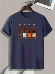 Men's Drinks Print Graphic Tee Comfy Summer T-shirt