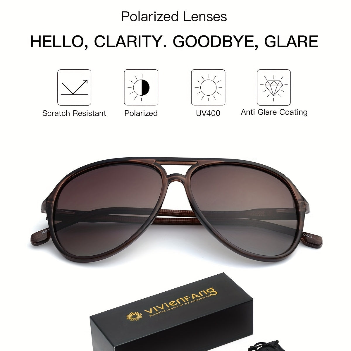 Retro Aviator Sunglasses for Men - Ultralight, Classic Style and Large Frame