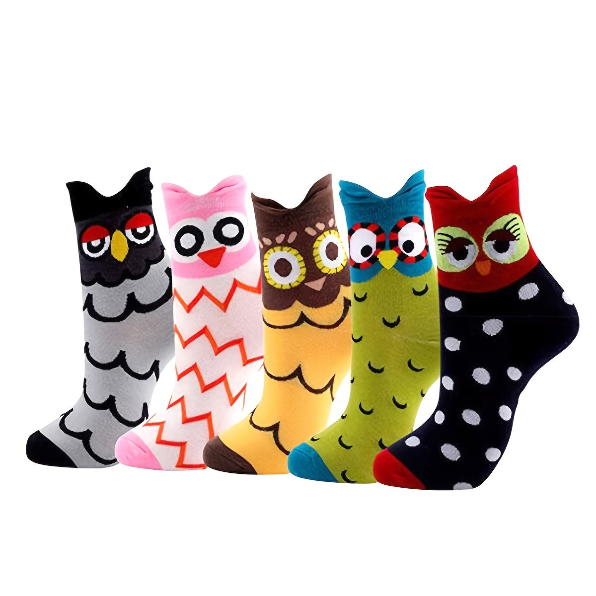 5 Pairs Animal Patterned Women's Cotton Socks