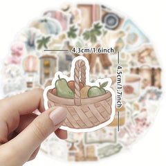 60pcs Vintage Waterproof Stickers for Water Bottle Laptop Scrapbook Journaling