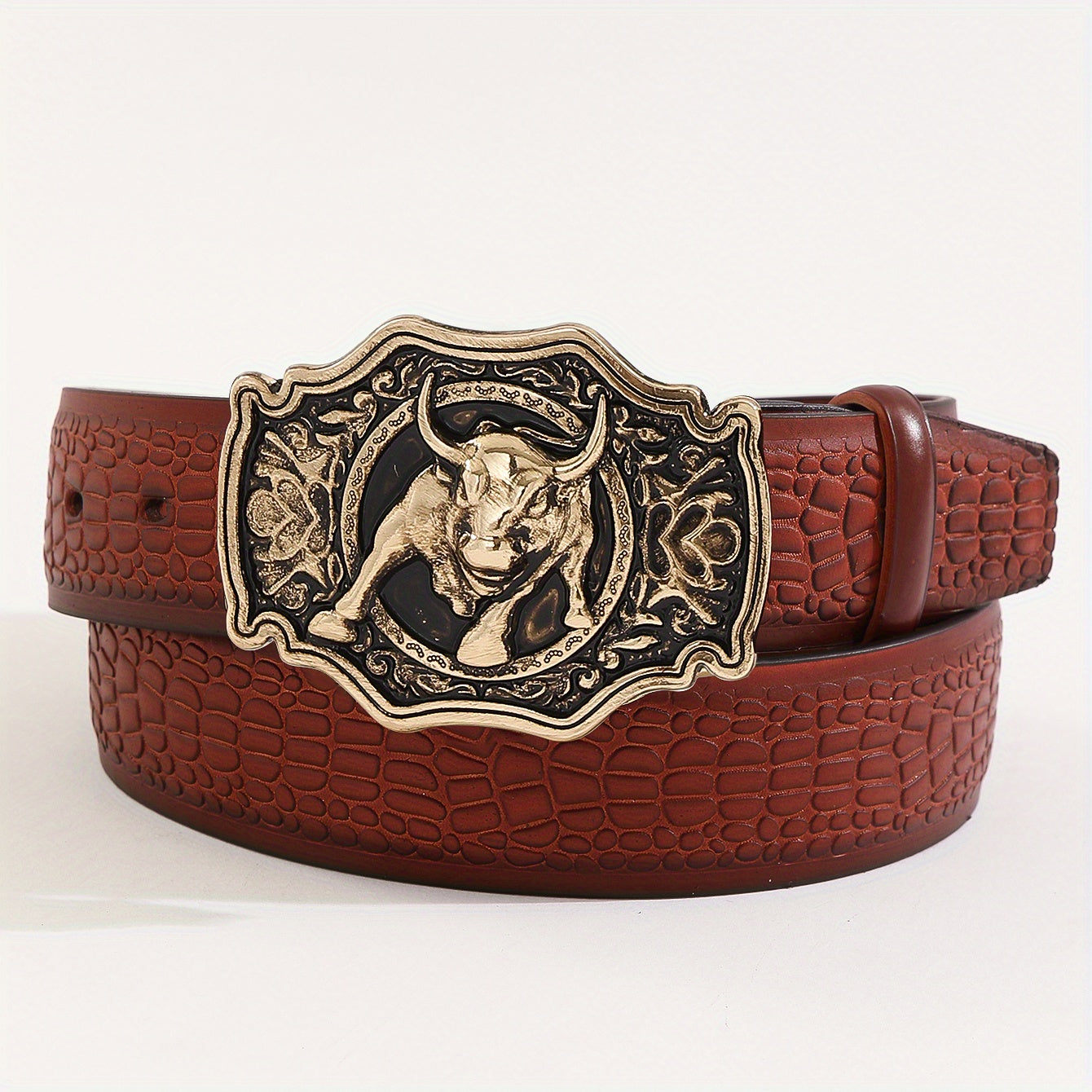 Men's Business Bull Pattern Buckle Belt