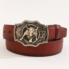 Men's Business Bull Pattern Buckle Belt