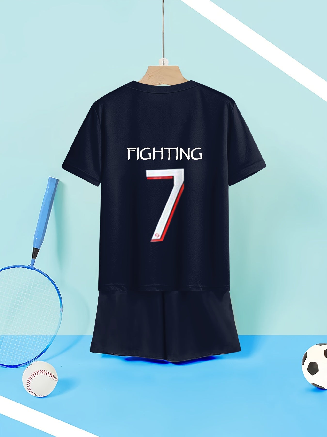 Girls Basketball 2pcs Tee & Shorts Set Breathable Sports Outfit