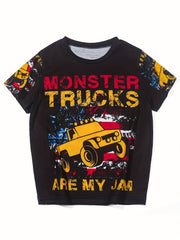 Kids' MONSTER TRUCKS Print Short Sleeve Tee