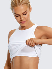 Women's High Neck Tank Top with Bra Racerback