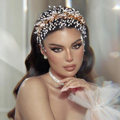 Golden Leaves Rhinestone Bridal Hairband Wedding Headdress