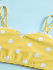 Girls' Polka Dot Bikini Tankini Swimsuit Set for Summer Beach