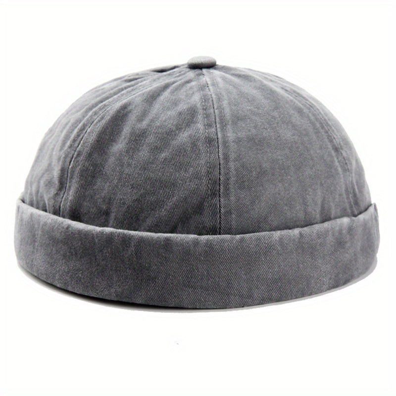 Men's Skullcap Sailor Cap Embroidery Warm Bucket Hat Solid Adjustable
