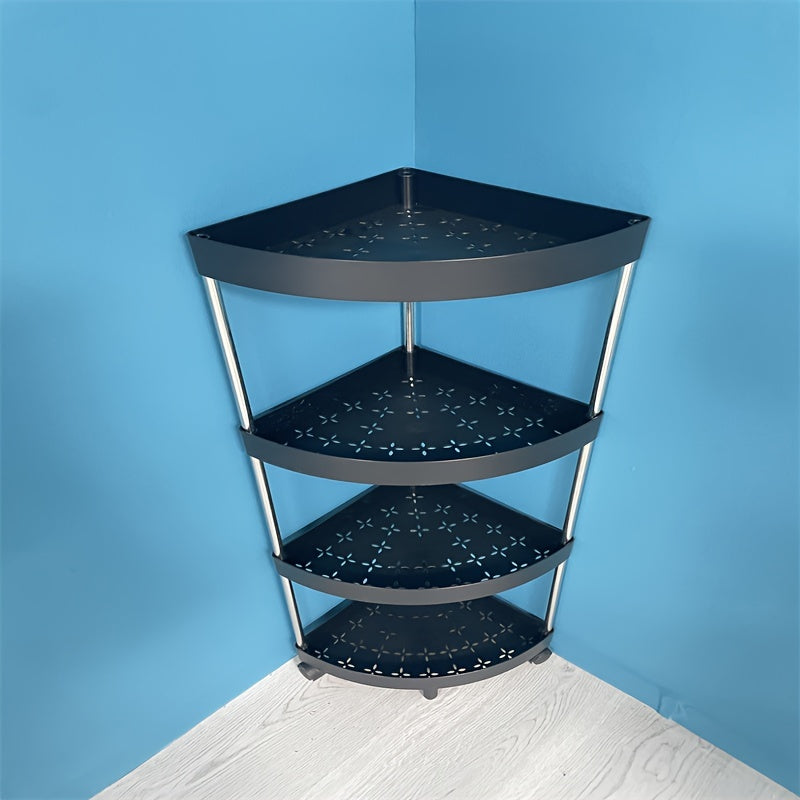 1pc Punch Corner Shelf & Storage Rack for Kitchen & Bathroom