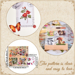Vintage Floral Stickers Kit - Butterfly Mushroom Leaves