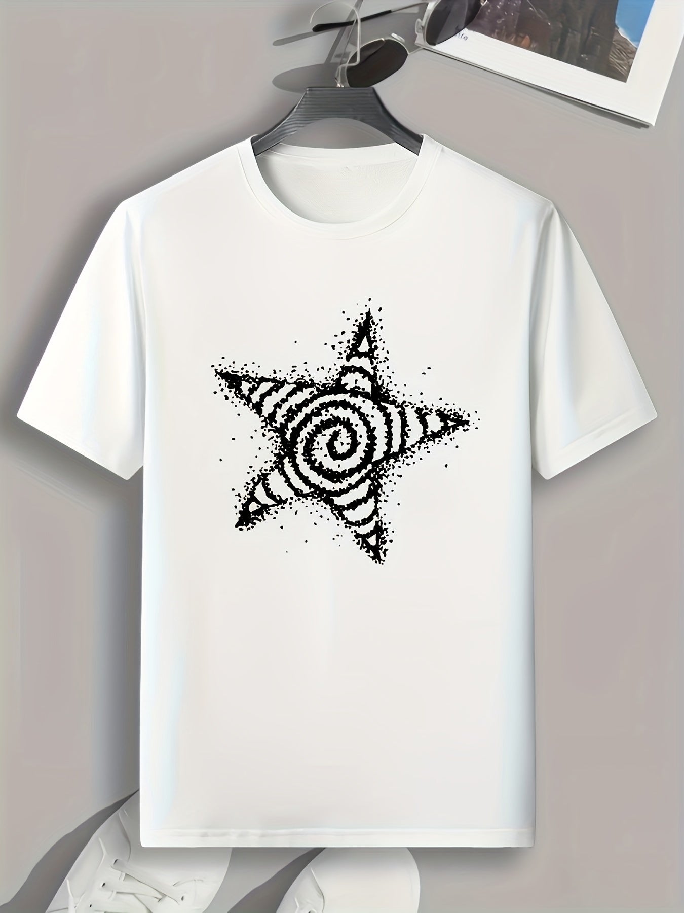 Star Pattern Print Men's Comfy Sports T shirt Graphic Tee Men's Summer