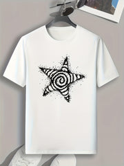 Star Pattern Print Men's Comfy Sports T shirt Graphic Tee Men's Summer
