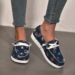 Women's Denim Canvas Sneakers Lace Up Non slip Sport Shoes