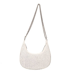 Rhinestone Crossbody Bag Chain Hobo Bag Women's Crescent Shoulder Purse