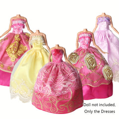 5pcs Doll Wedding Gowns & Party Dresses Polyester