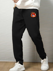 Men's Lion Print Sweatpants Elastic Waist Active Joggers