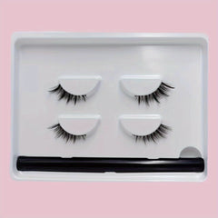 2 Pairs Half Lashes & Eyeliner Set Clear Band Fishtail Crisscross Style